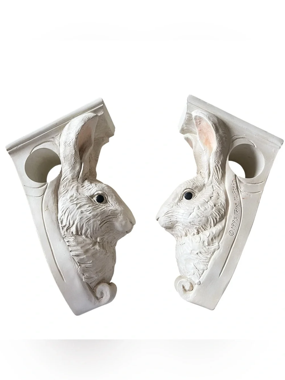 Vintage 1995 Telle M. Stein Bunny Drapery Brackets